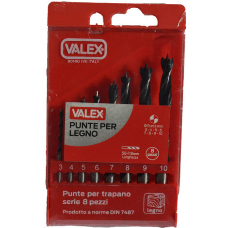 Valex Set Punte Legno per Trapano 8pz