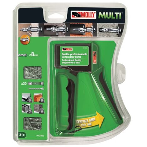 Valibox de 30 chevilles métal à expansion 4x37mm – Pour béton, brique, plaque de plâtre – Ultra résistant jusqu'à 70 Kg – Molly