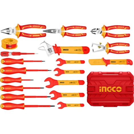 VALIGETTA 19PZ UTENSILI ISOLATI 1000V - GS - DVE - INDUSTRIAL HKITH1901 - INGCO PINZE CACCIAVITI