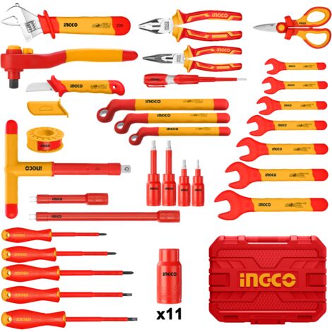 VALIGETTA 41PZ UTENSILI ISOLATI 1000V - GS - DVE - INDUSTRIAL HKITH4101 - INGCO PINZE BUSSOLE CACCIAVITI