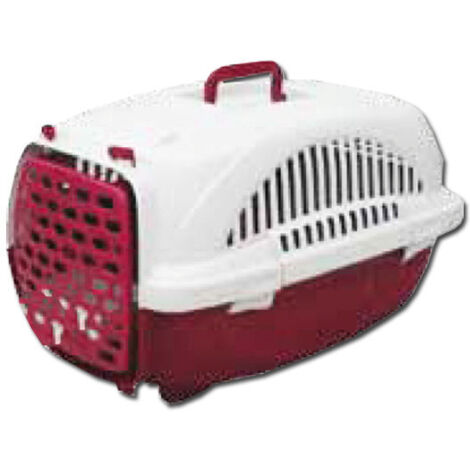 Valigia per trasporto animali in polipropilene rossa e bianca 40x60x42,5 ZTB-407