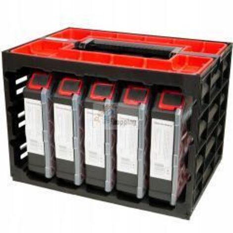 Valigia portautensili con 5 scomparti assortiti, scomparto per minuteria con contenitori, impugnatura ergonomica, corpo robusto, 415 x 290 x 295 mm (con contenitori)