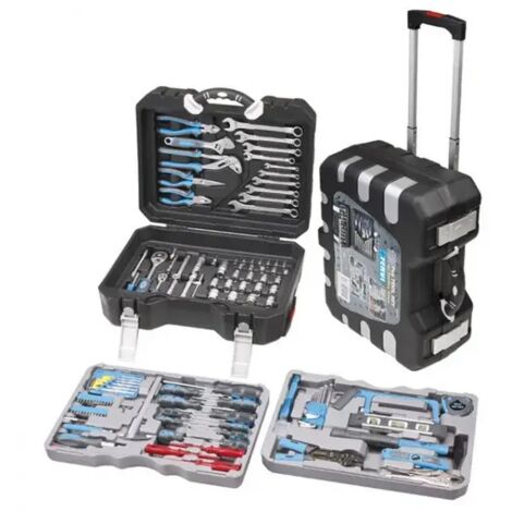 Valigia trolley cassetta set utensili attrezzi chiavi inserti 175 pz Fervi 0165