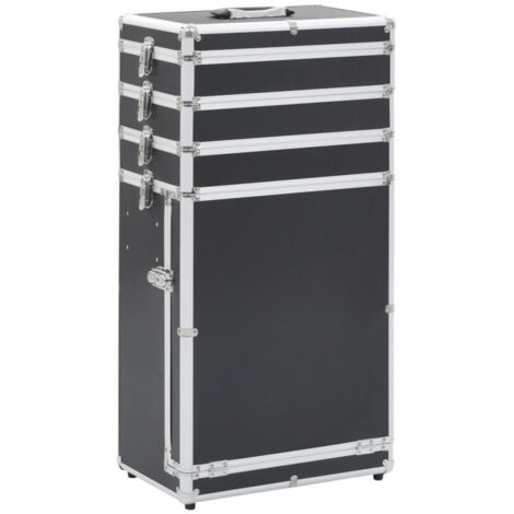 Valigia Trolley per Cosmetici in Alluminio Nero