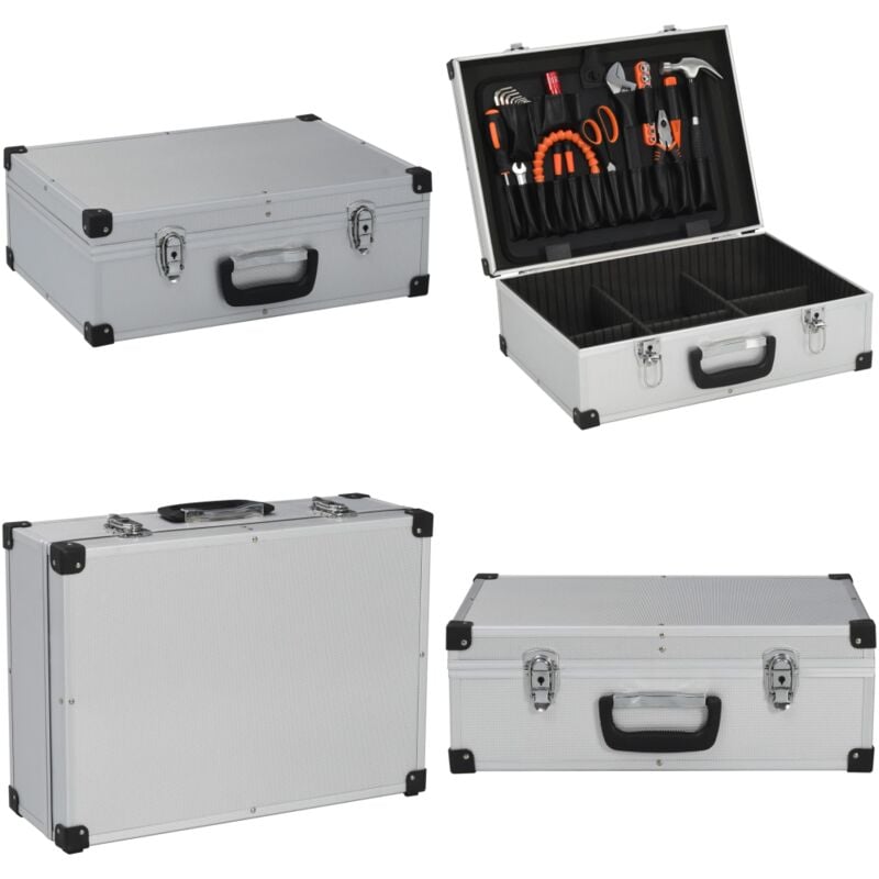 Vidaxl - Valise à outils 46 x 33 x 16 cm Argenté Aluminium - mallette à outils - mallettes à outils - Home & Living - Argent
