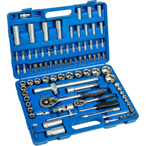 Valise à Outils avec 94 Pièces Acier Chrome Vanadium - boite à outils, caisse à outils, coffret 94 pièces - noir