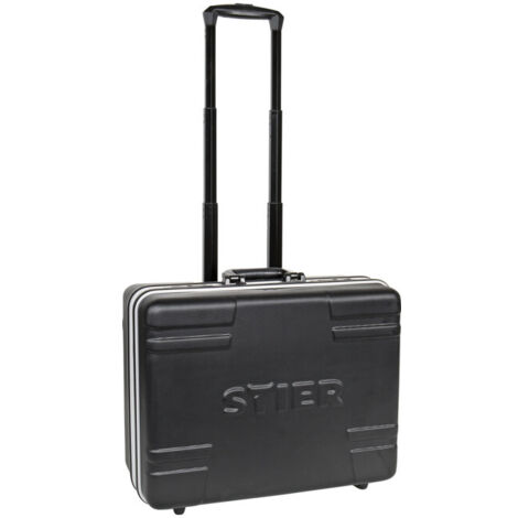 Valise à outils STIER Trolley, vide et non garnie, valise à outils noire, 7,5 kg, de haute qualité en ABS et aluminium, avec serrures de sécurité