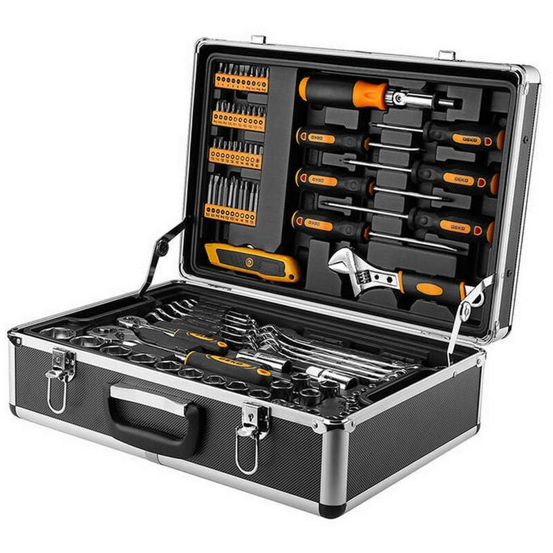 Valise coffret 3 plateaux douilles de 4 à 32 mm, cliquets 1/4 et 1/2 cles mixtes