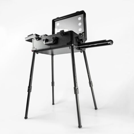 BODYLINE HEALTH AND MASSAGE Valise de maquillage à roulettes avec miroir LED et haut-parleurs Bluetooth Eva L