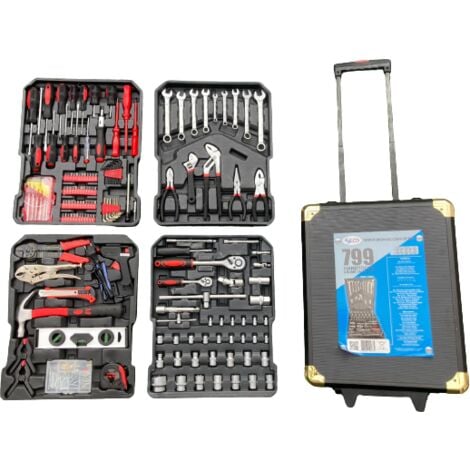 Valise multi outils 799 pieces et accessories demi-professionel en acier crome vanadium
