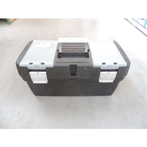 Valise vide pour outillage en plastique noir 570x250x280mm 3 compartiments + etage Eid