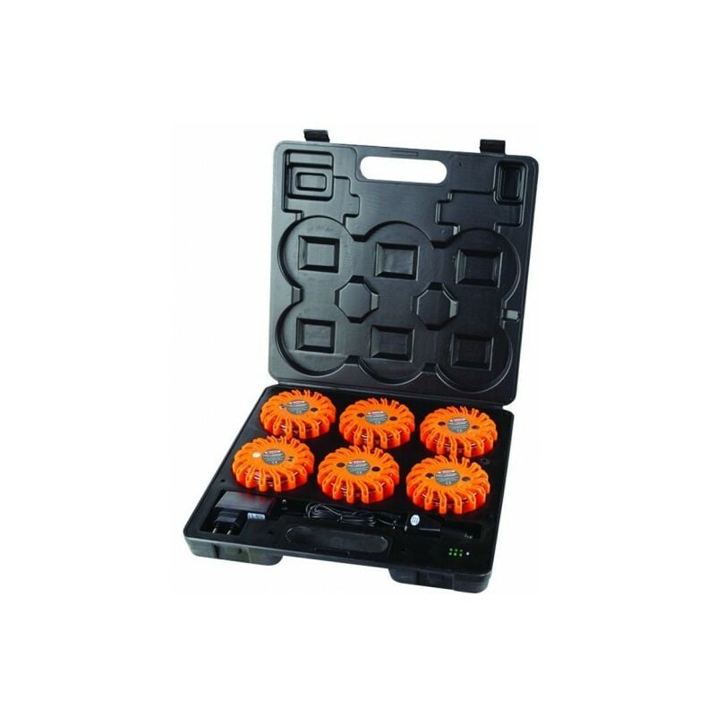 Taliaplast - 6 balises de signalisation à leds rechargeables et magnétiques + coffret 500205