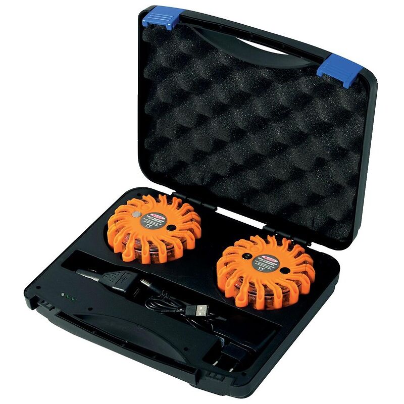 Balises led rechargeables et magnétiques 16 led ultra-Bright avec 9 modes mallette de transport avec 2 balises Taliaplast