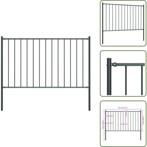 Valla antracita - vidaXL Panel de valla Woerden con postes de acero, 1,7 x 0,75 m, antracita - Valla resistente