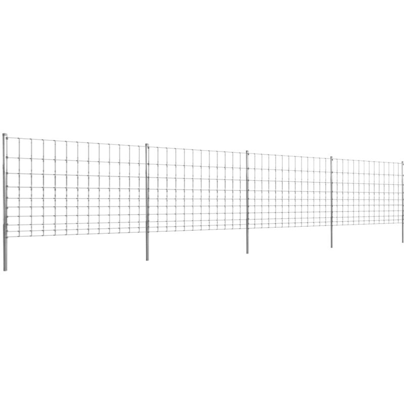 

vidaXL Valla con postes de hierro recubierto de zinc 50 m 120/10/30 - Plateado