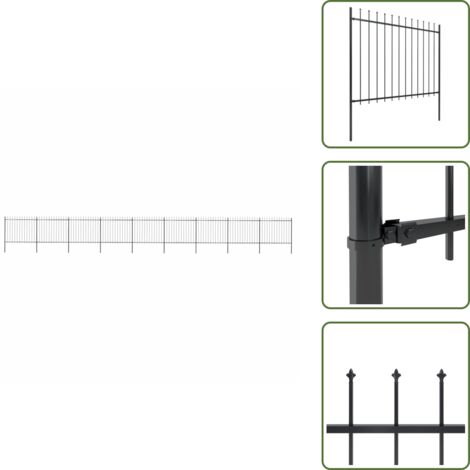 Valla con puntas de lanza - vidaXL Valla de jardín con punta de lanza de acero 160 x 3,5 x 150 cm, color negro - Valla de seguridad