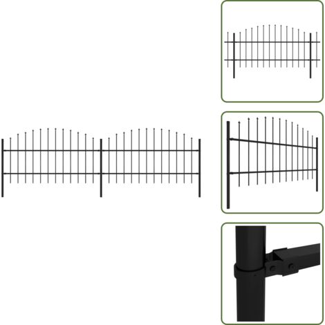 Valla con puntas de lanza - vidaXL Valla de jardín con punta de lanza de acero 359x100 cm negra - Valla de seguridad