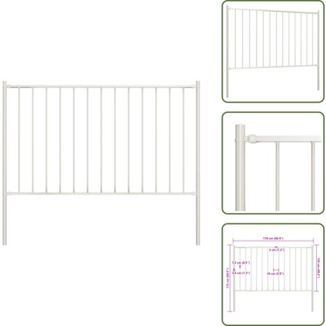 Valla de acero con recubrimiento en polvo - vidaXL Panel de valla Woerden con postes de acero, 1,7 x 1,25 m, blanco - Valla de jardín resistente