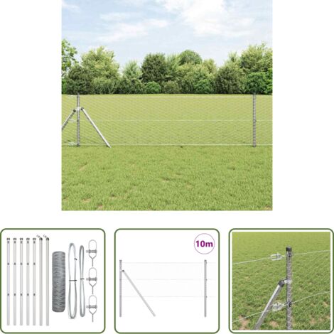 Valla de acero -  Poste de Valla Plateado 10 x 0,6 m (malla de 36 mm) Acero