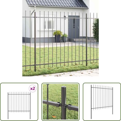 Valla de acero -  Valla de Jardín 2 pcs Gris 3,4 x 1,5 m