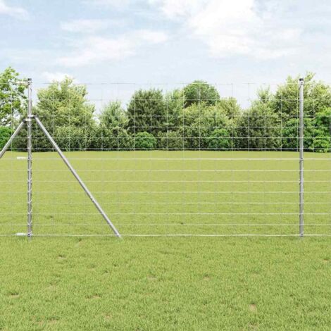 Valla de campo Gris 1.4 x 10 m Acero vidaXL