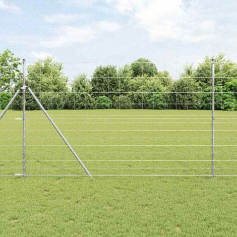 Valla de campo Gris 1.5 x 10 m Acero vidaXL