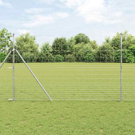 Valla de campo Gris 1.5 x 10 m Acero vidaXL