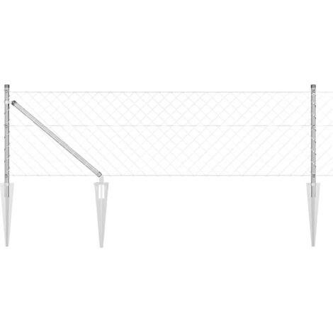 Valla de eslabones de cadena con postes Plateado 0.4 x 25 m