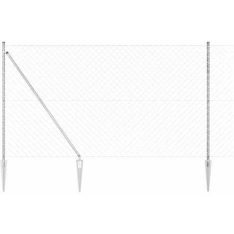 Valla de eslabones de cadena con postes Plateado 1.6 x 10 m