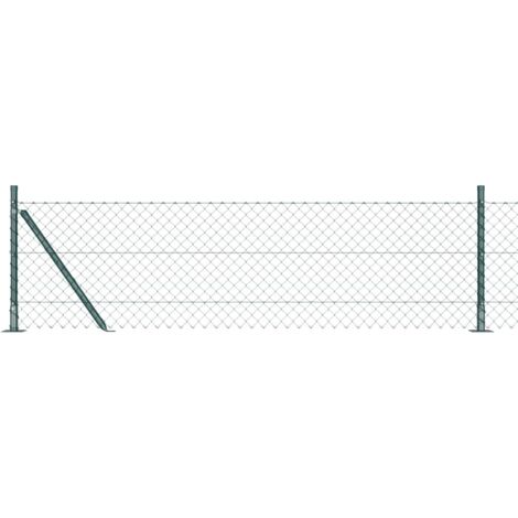 Valla de eslabones de cadena con postes Verde 0.4 x 10 m Acero