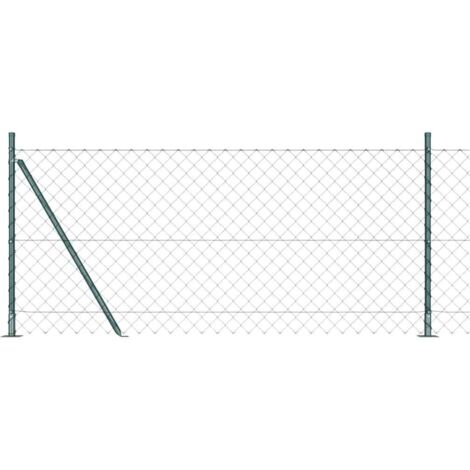 Valla de eslabones de cadena con postes Verde 1 x 10 m Acero