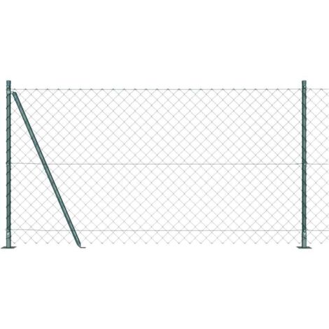 Valla de eslabones de cadena con postes Verde 1.2 x 10 m Acero