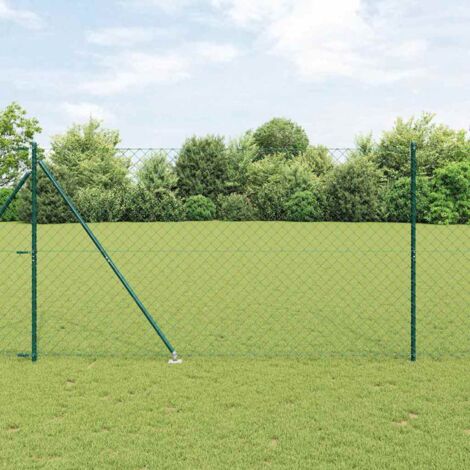 Valla de eslabones de cadena con postes Verde 1.6 x 10 m Acero