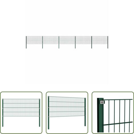 Valla de hierro -  Panel de valla con postes de hierro 867x80 cm verde