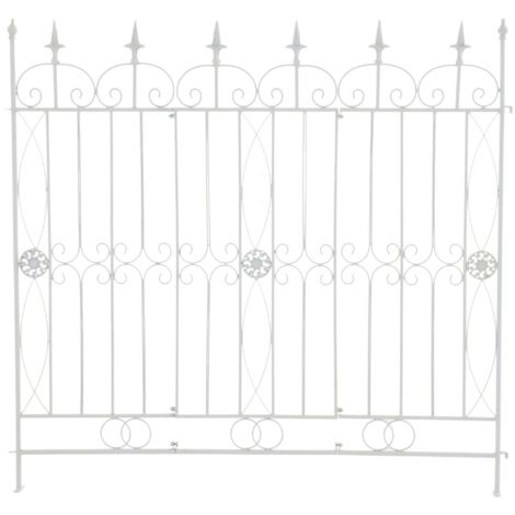Valla de jardín 115x125 cm en metal blanco 100002951