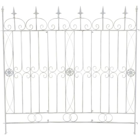 Valla de jardín 115x125 cm en metal blanco envejecido 100002948