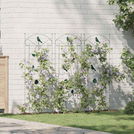 Valla de Jardín 3 pcs Verde 110 x 40 cm Acero