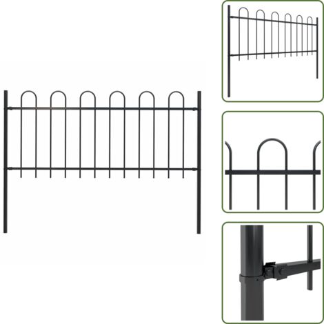 Valla de jardín con aro - vidaXL Valla de jardín Boxtel con aro superior de acero, 181x80 cm, negro - Valla de jardín para jardín