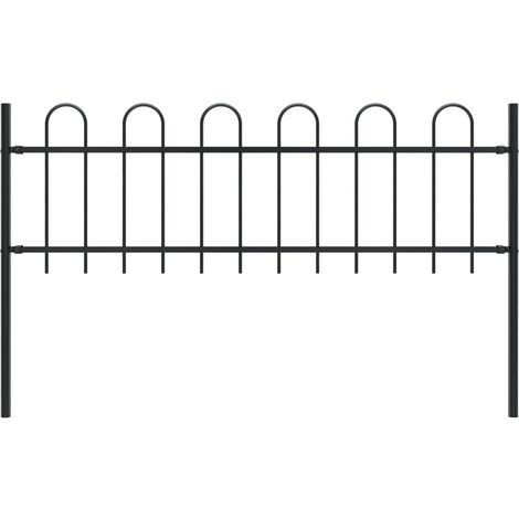 Valla de jardín con puntas de aro acero negro 1,7 m