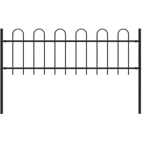 Valla de jardin con puntas de aro acero negro 1,7x0,6 m