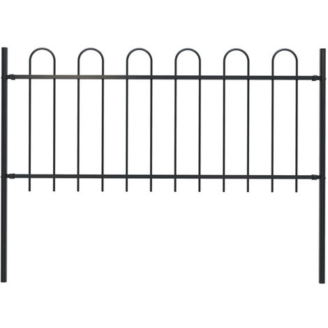 Valla de jardin con puntas de aro acero negro 1,7x1 m