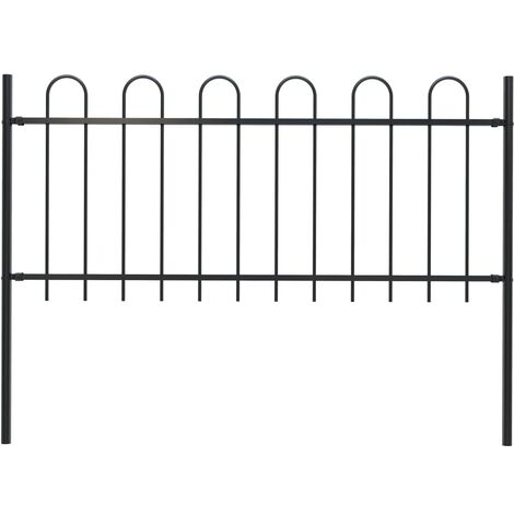 Valla de jardín con puntas de aro acero negro 1,7x1 m - Beige