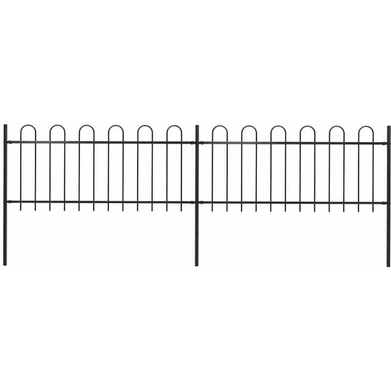 

vidaXL Valla de jardín con puntas de aro acero negro 3,4x0,8 m - Negro