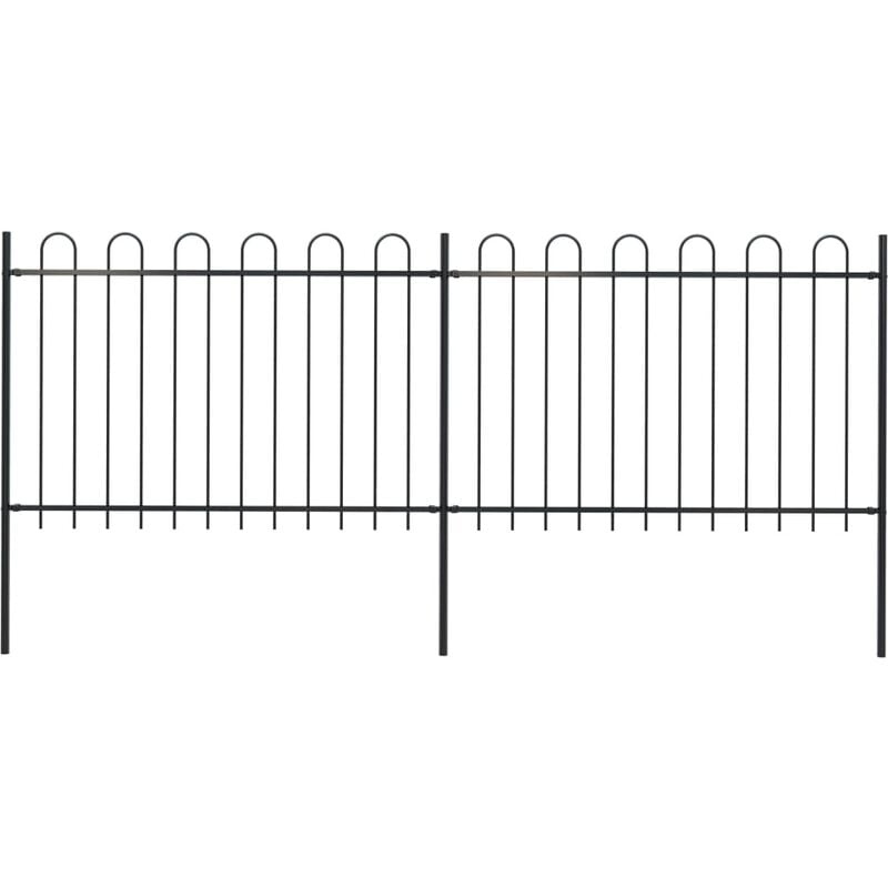 

vidaXL Valla de jardín con puntas de aro acero negro 3,4x1,2 m - Negro