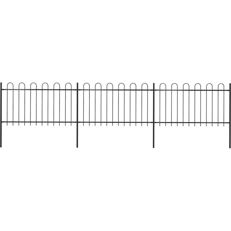 

vidaXL Valla de jardín con puntas de aro acero negro 5,1x1 m - Negro