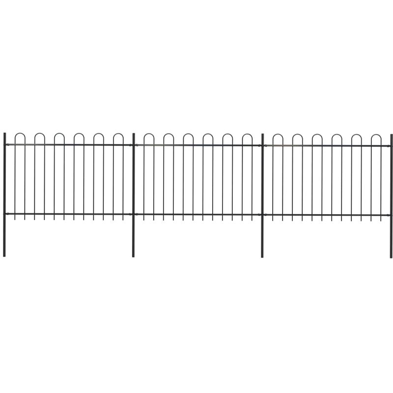 

Valla de jardín con puntas de aro acero negro 5,1x1,2 m