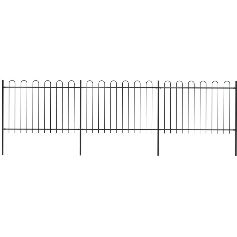

vidaXL Valla de jardín con puntas de aro acero negro 5,1x1,2 m - Negro
