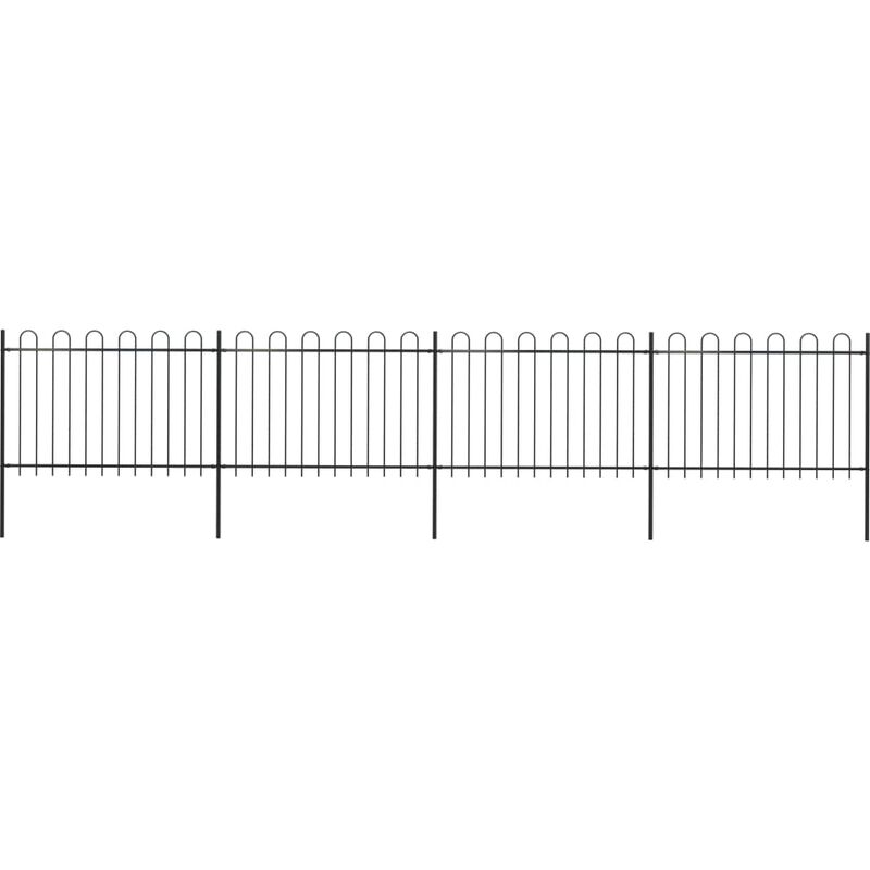 

vidaXL Valla de jardín con puntas de aro acero negro 6,8x1,2 m - Negro