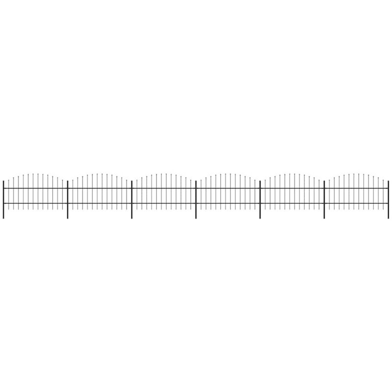 

vidaXL Valla de jardín con puntas de lanza acero negro (0,75-1)x10,2 m - Negro