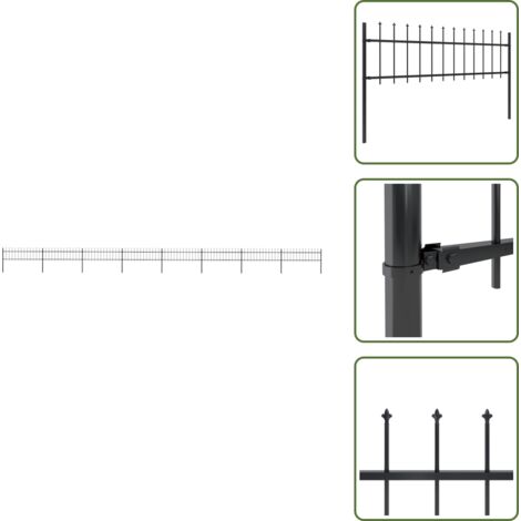Valla de jardín con puntas de lanza acero negro 13,6x0,6 m